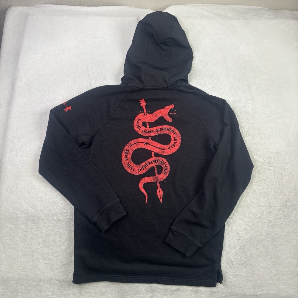 Under Armour Project Rock Same Devils Black Pullover LS Fleece Hoodie Men's MED